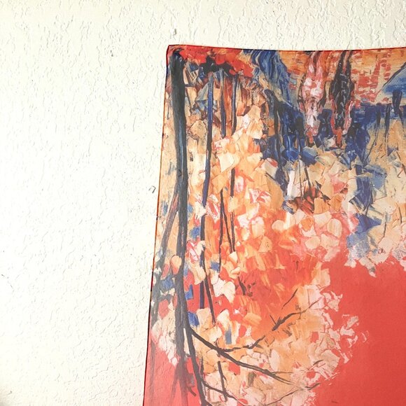 Autumn Red/Orange "Chiffon" Rectangular Scarf/Shawl (42 X 74) - Picture 5 of 14